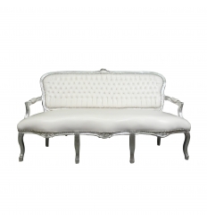 Ludwik XV biała i srebrna sofa