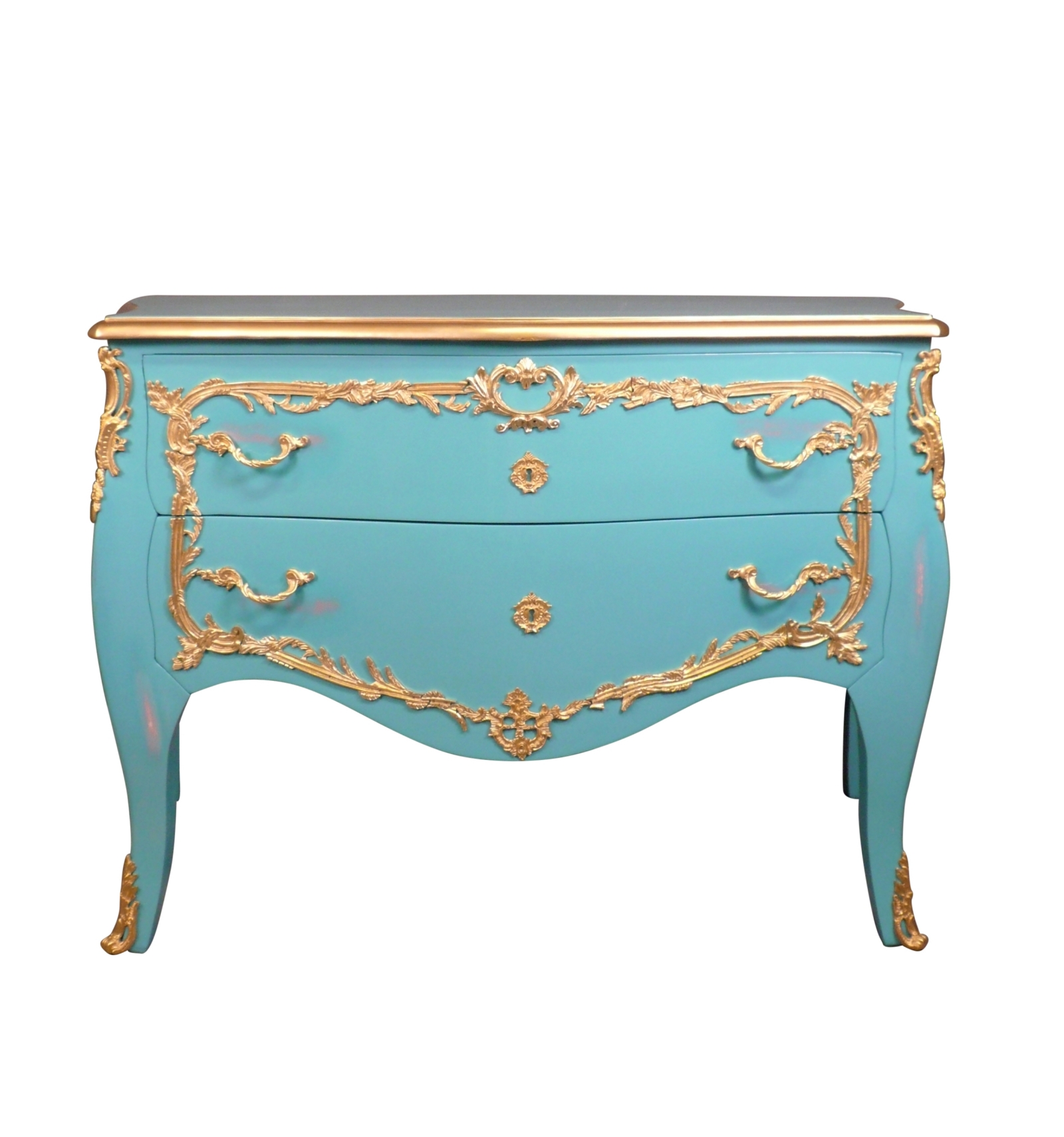 Grote blauwe ladekast - Barok meubilair in stijl