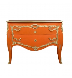 Large orange baroque chest of drawers