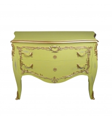 Large green baroque lime tree chest of drawers