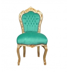 Barokowe krzesło z zielonego aksamitu