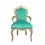 Barokowy fotel z zielonego aksamitu