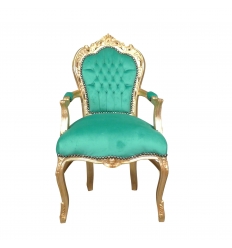 Barokowy fotel z zielonego aksamitu