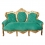 Barokowa sofa z zielonego aksamitu