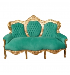 Barok sofa i grøn fløjl