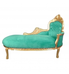 Chaise longue barocca in velluto verde