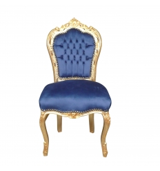 Барочный стул синий бархат