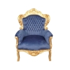 Fauteuil baroque royal en velours bleu