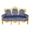 Barokowa sofa z niebieskiego aksamitu