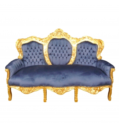 Canapé baroque en velours bleu