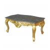 Table basse baroque en bois sculpté doré et marbre