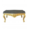 Table basse baroque en bois doré et marbre noir