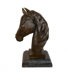 Bronze statue of the bust of a horse