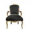 Louis XV armchair black and gold wood