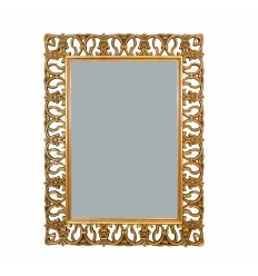 Baroque mirror in openwork gilded wood - H: 120 cm