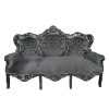 Canapé baroque en velours noir et cadre noir - Mobilier rococo