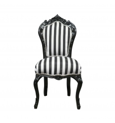 Krzesło w stylu barokowym z czarne i białe paski
