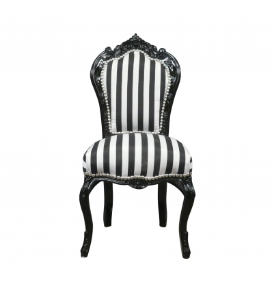 Cadeira barroca com listras preto e branco