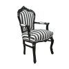 Fekete-fehér csíkos barokk fotel - 