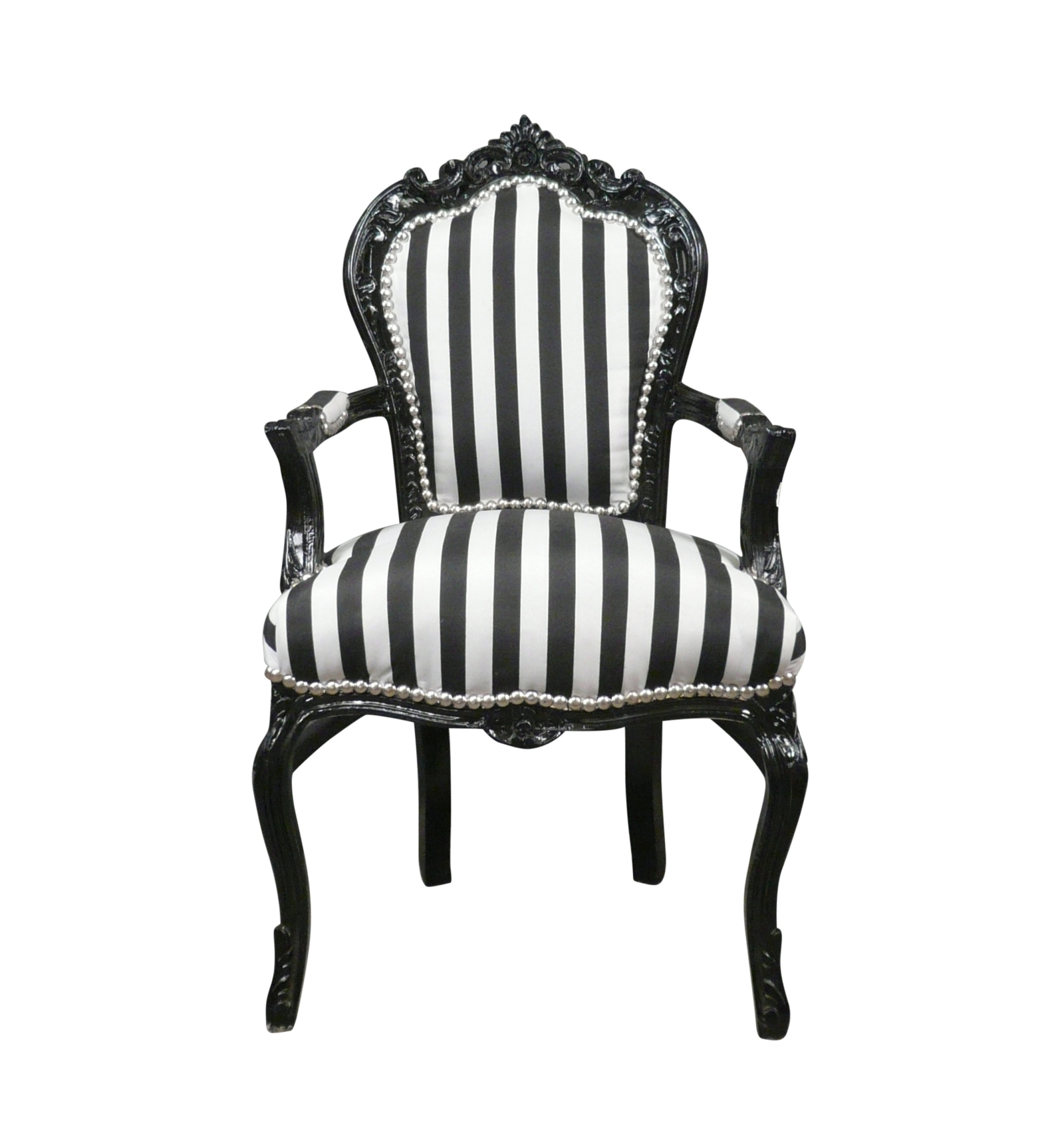 Klassieke barokke fauteuil zwart-witte strepen -