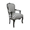 Louis XV szék, fekete és fehér csíkokkal - 