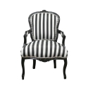 Louis XV armchair with black and white stripes - 
