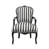 Louis XV lænestol med sorte og hvide striber - 