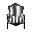 Lænestol barok-sort og hvid - art deco Møbler - 