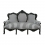 Barokki sohva musta ja valkoinen raidallinen