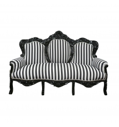 Barokki sohva musta ja valkoinen raidallinen