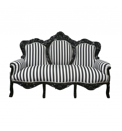Barokk kanapé, csíkos fekete-fehér - Art deco