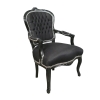 Baroque armchair Louis XV black velvet - Louis XV seats -