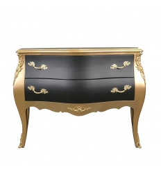 Golden art deco chest of drawers with black drawers