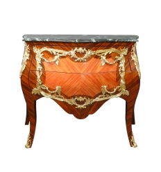 Louis XV chest of drawers with bronze trim
