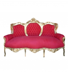 Barock soffa i röd sammet