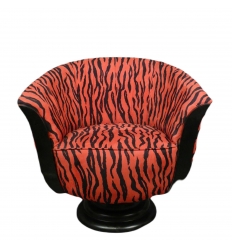 Art deco armchair Tulip zebra red and black