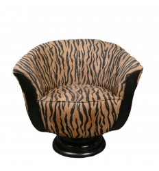 Кресло в стиле ар-деко Тюльпан зебра коричневый и черный