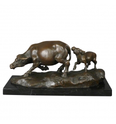 Sculpture bronze - La Bufflonne et la Bufflette