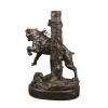 Bronze statue of a bulldog attached to a pole - Sculptures - 