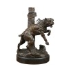 Statua in bronzo di un bulldog, legato a un palo - Sculture - 