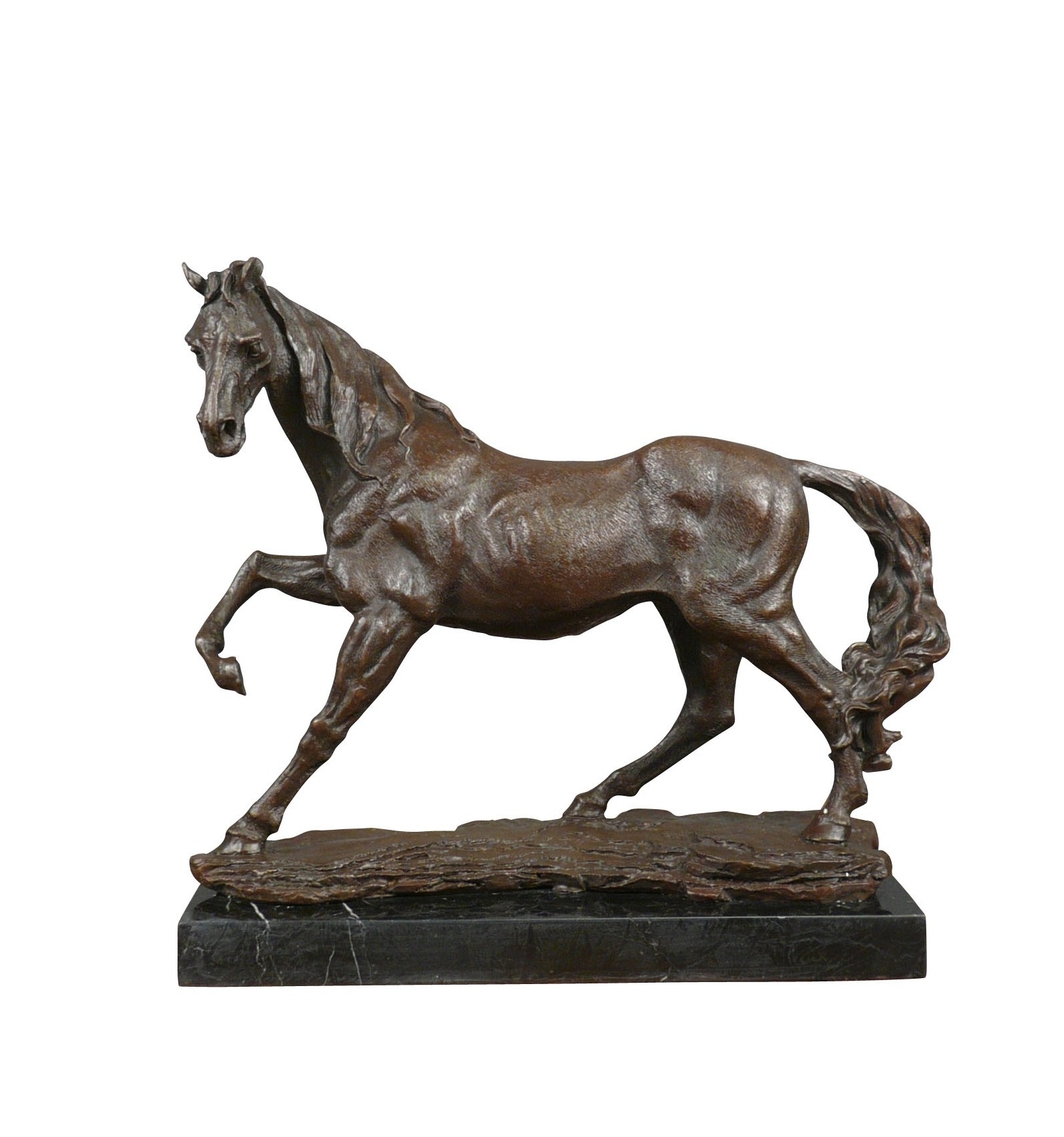 Pferd Statue auf Marmorsockel  23 cm 1,7 Kg Bronze farben Schreibtischobjekt 