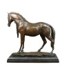 Statue en bronze d'un cheval sur un marbre - Sculpture bronze équestre - 