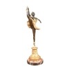 Bronzen Beeldje van een danseres gepatineerd in bruin en goud, art deco stijl - 