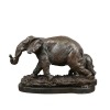 Escultura de bronce - Elefante y su elefante - Estatuas - 