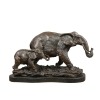 Escultura de bronce - Elefante y su elefante - Estatuas - 