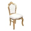 Baroque chair in solid gilded wood - Baroque white furniture - 