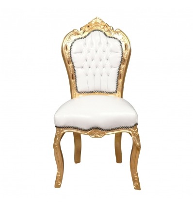 Barokní židle banche dřevěné zlaté - bílé barokní nábytek - 