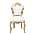 Cadeira barroca branco sólido de madeira dourada, branca e Mobiliário barroco - 