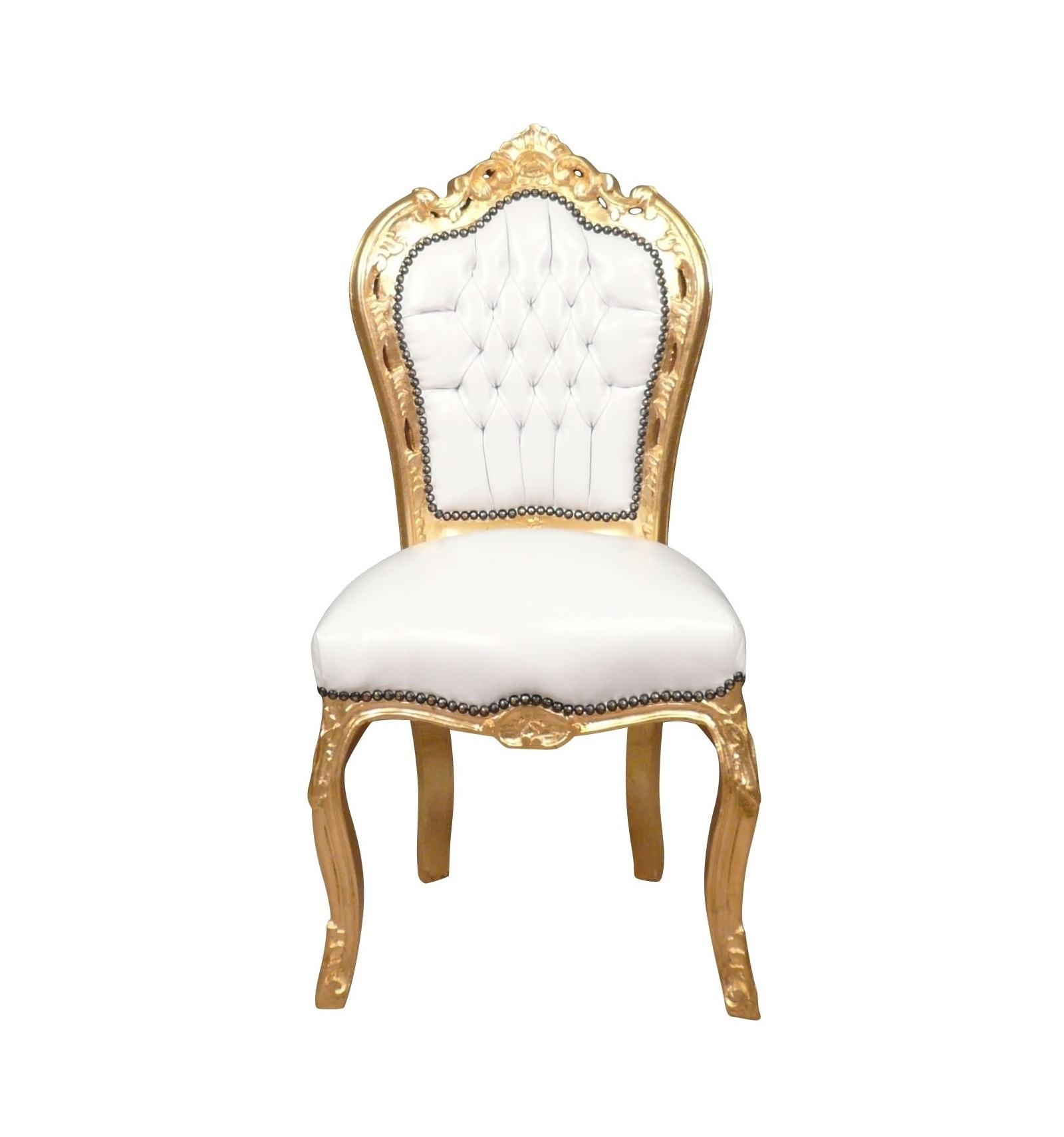 Leggen Met andere woorden parlement Baroque chair in solid gilded wood - Baroque white furniture
