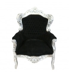 Королевский барочный кресло Черное и Серебряное